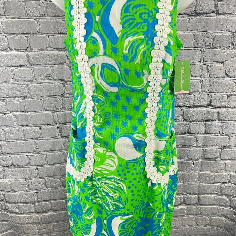 Lilly Pulitzer  Limeade Roar of the Jungle  Liz Shift Dress Size 4 - Picture 3 of 10